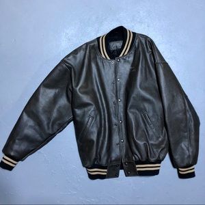 Roots Leather Bomber Jacket